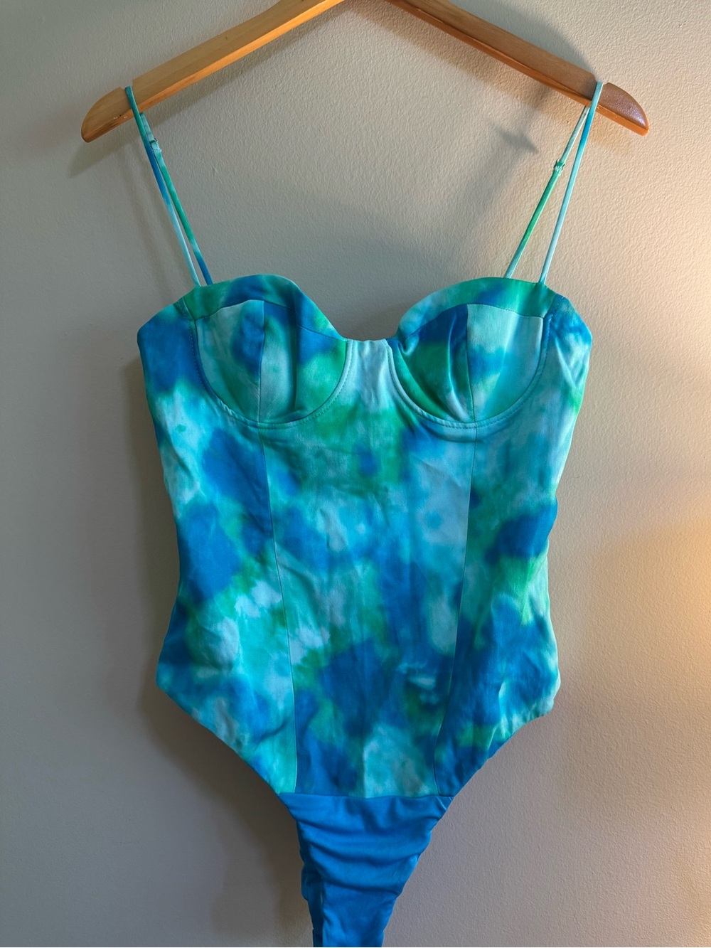 NWT Zara Tie Dye Bustier Bodysuit with Satin Effect